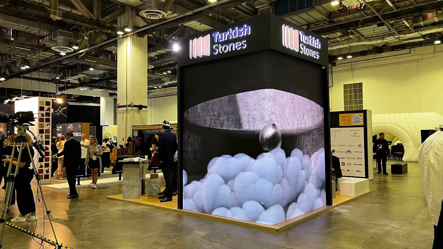 Corner LED wall setup for tradeshow booth at Marina Bay Sands Convention Center