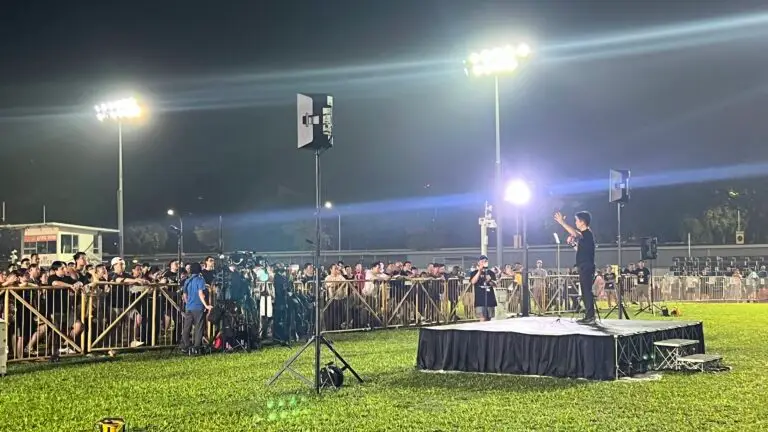Stage setup for election rally in Singapore