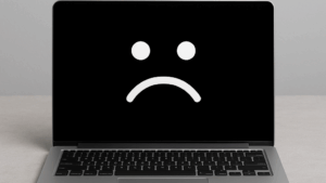 Sad lonely laptop powering an led wall