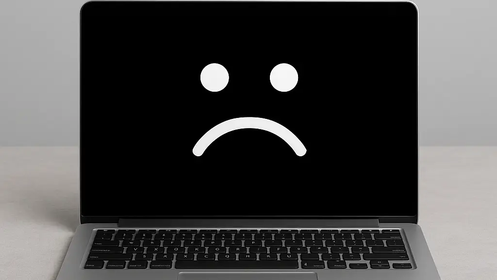 Sad lonely laptop powering an led wall