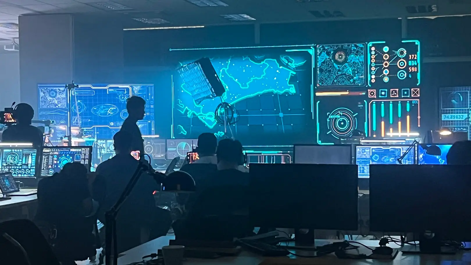 LED Wall Rental for Film production. Practical set, military control room