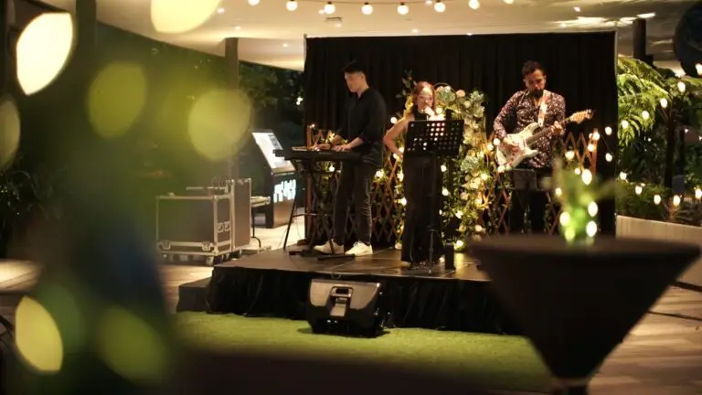 Modular stage rental setup at Capitaland Catapult Rochester for events in Singapore.